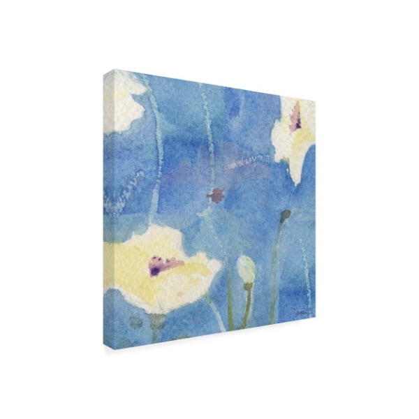 Sheila Golden 'White Poppy Over Light Blue' Canvas Art,35x35